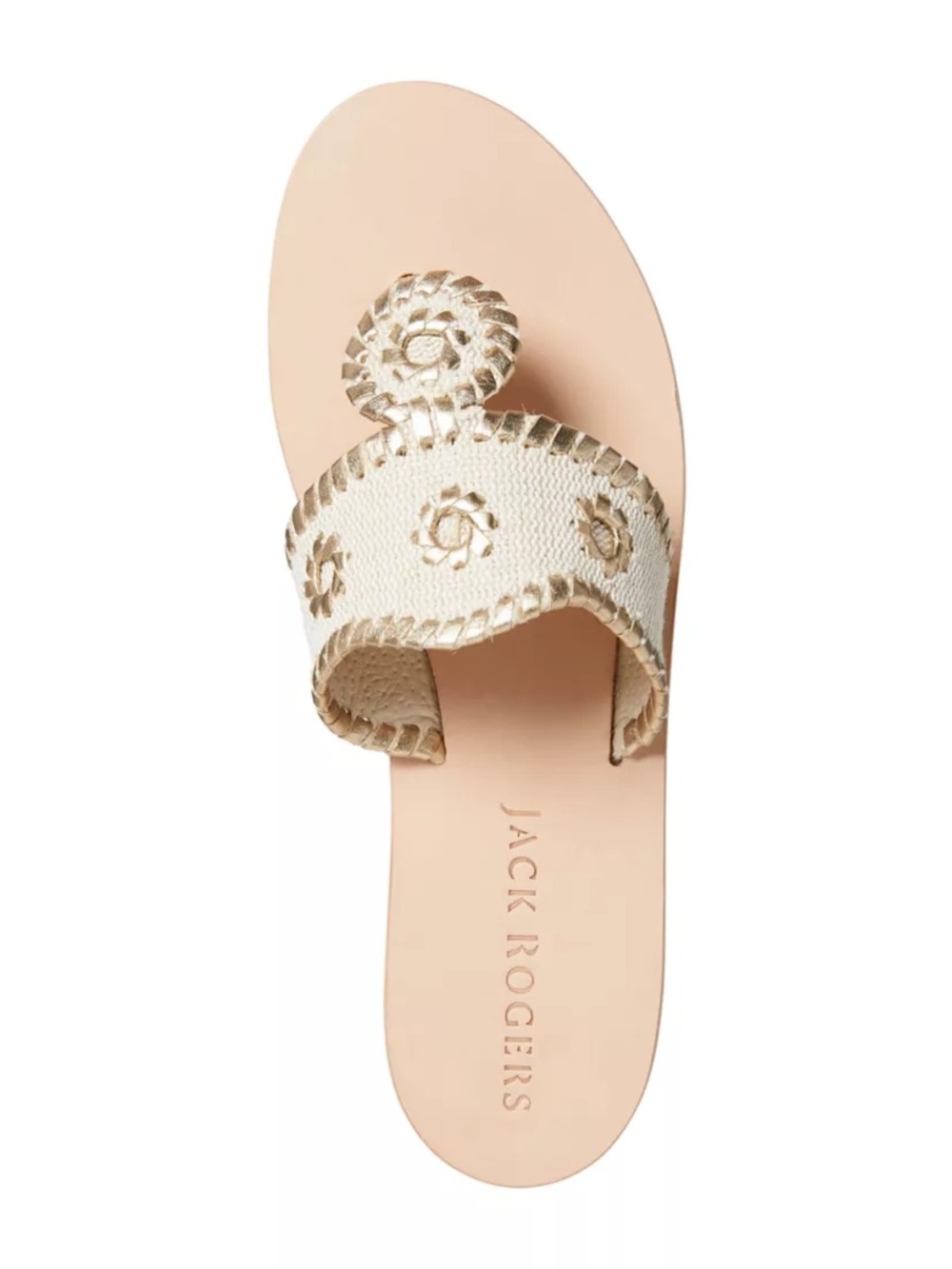 Jack Rogers boating Ivory Sandal with Gold Medallion sz 11